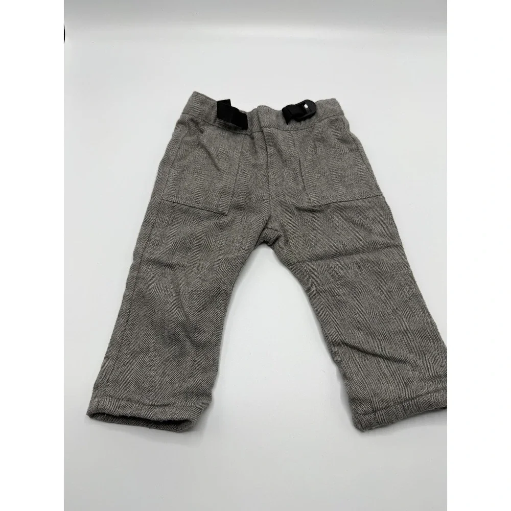 ZARA Baby Boy Gray Herringbone Trousers Pants Size 9-12 Months Pre-owned AS IS